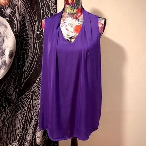 V-Neck Sleeveless Purple Blouse